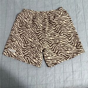 Pleasures Tan Zebra Print Fuzzy Shorts